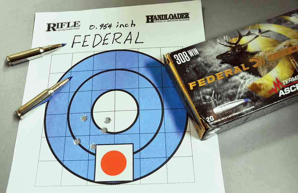 Federal Premium Terminal Ascent ammunition provided a five-shot group of .95 inch.